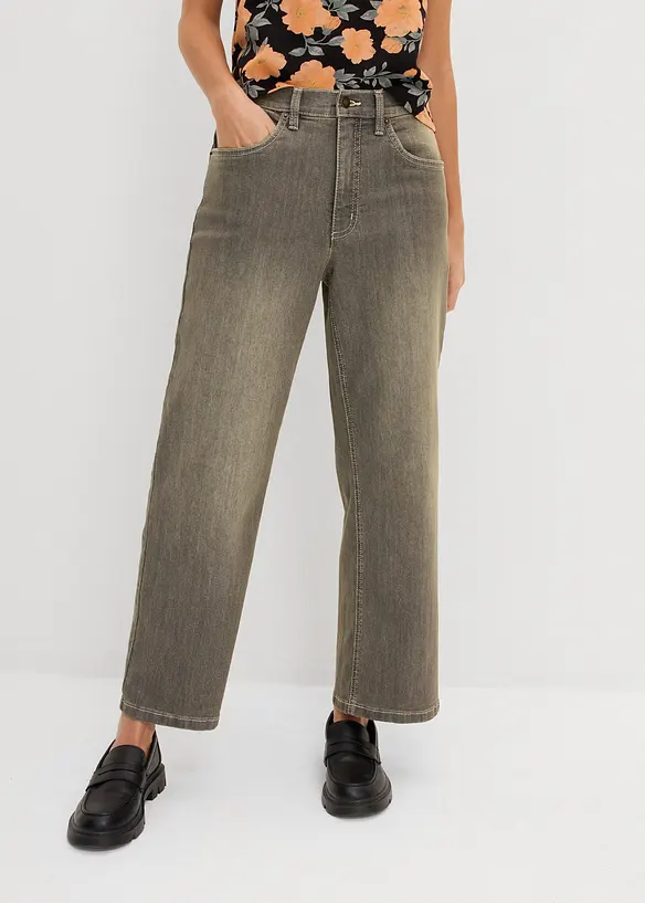 Wide Leg Jeans High Waist, cropped, bonprix