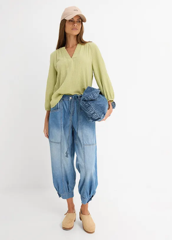 Barrel-jeans Mid Waist, res&aring;rlinning, bonprix