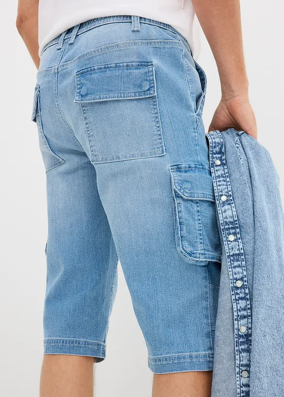 Tunna Jeansbermudas med res&aring;rmidja, Regular Fit, bonprix