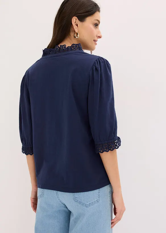 L&aring;ng&auml;rmad topp av bomull, bonprix