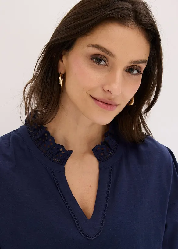 L&aring;ng&auml;rmad topp av bomull, bonprix