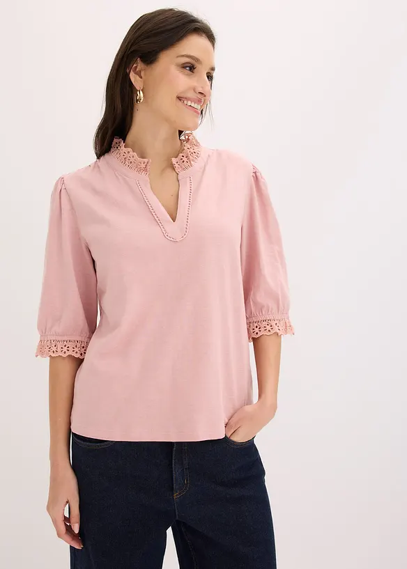 L&aring;ng&auml;rmad topp av bomull, bonprix