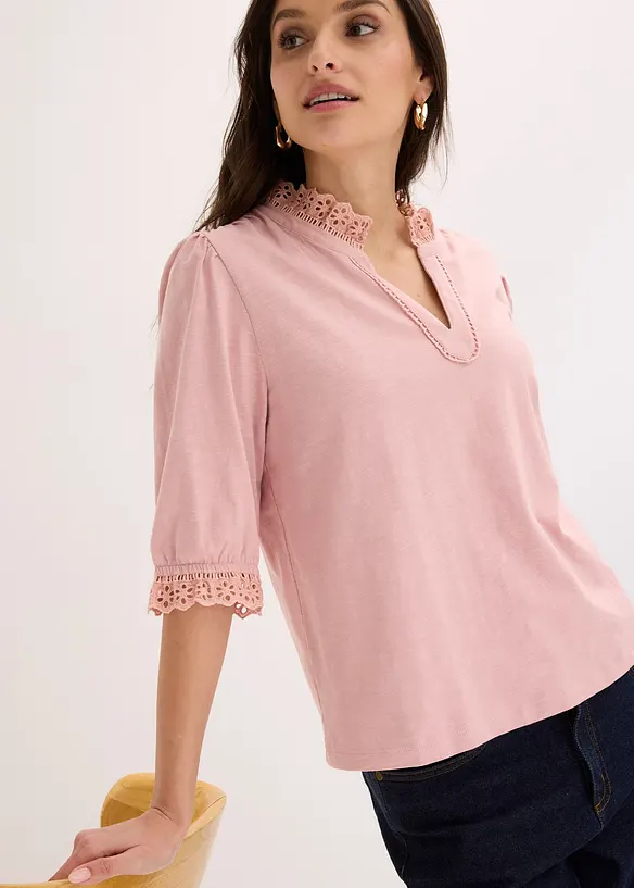 L&aring;ng&auml;rmad topp av bomull, bonprix