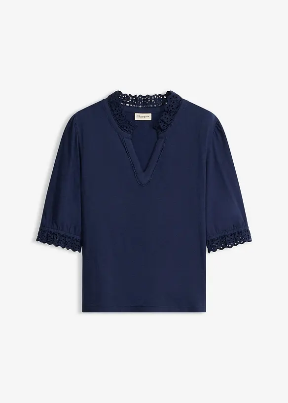 L&aring;ng&auml;rmad topp av bomull, bonprix