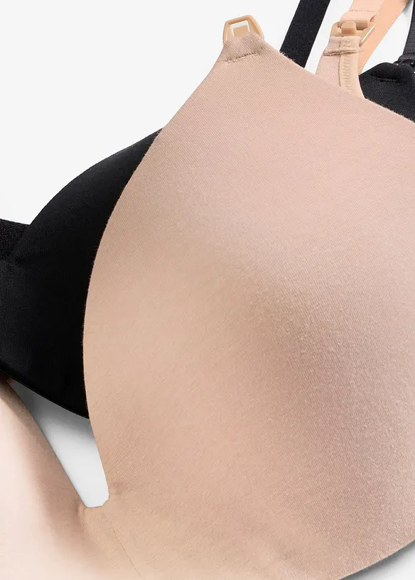 Vadderad amningsbeh&aring; utan bygel, med ekologisk bomull (2-pack), bonprix