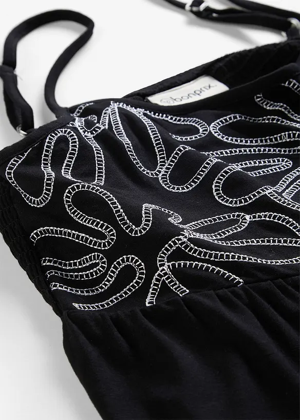 Linne med smala axelband och broderi, bonprix