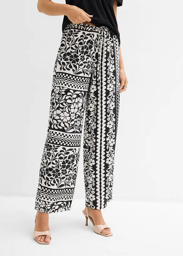 Dra p&aring;-byxa av viskos med mjukt fall, bonprix