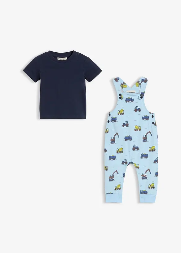 T-shirt och snickarbyxa i ekologisk bomull (2 delar), bonprix