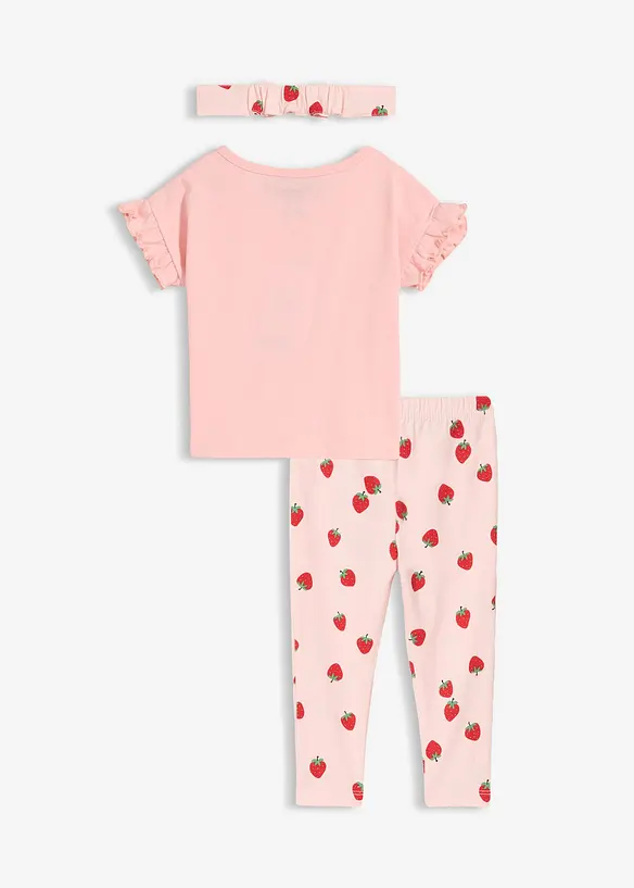 Topp, leggings och h&aring;rband med ekologisk bomull (3 delar), bonprix
