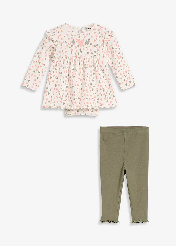 Bodykl&auml;nning och leggings med ekologisk bomull (2 delar), bonprix