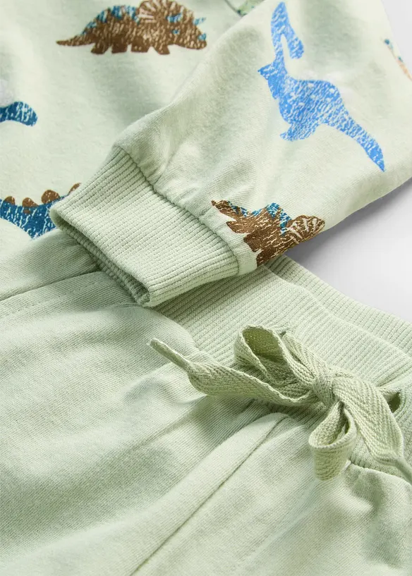 Sweatshirt, T-shirt, joggingbyxa av ekologisk bomull (3 delar), bonprix