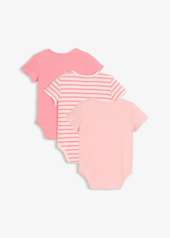 Body med korta &auml;rmar, av ekologisk bomull (3-pack), bonprix