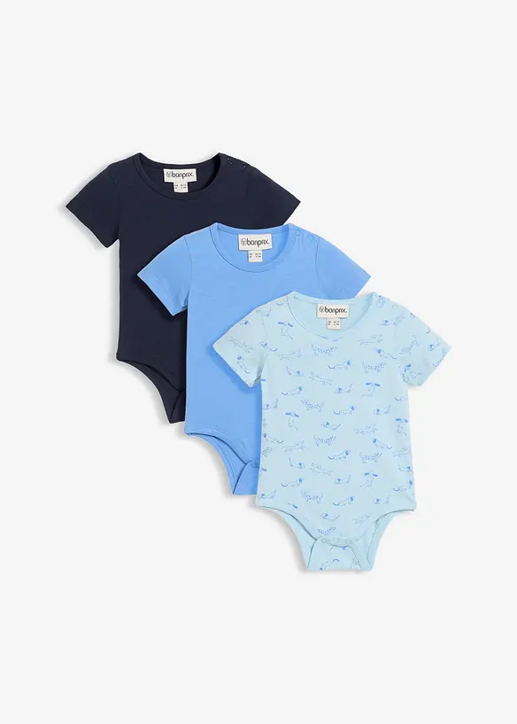 Body med korta &auml;rmar, av ekologisk bomull (3-pack), bonprix