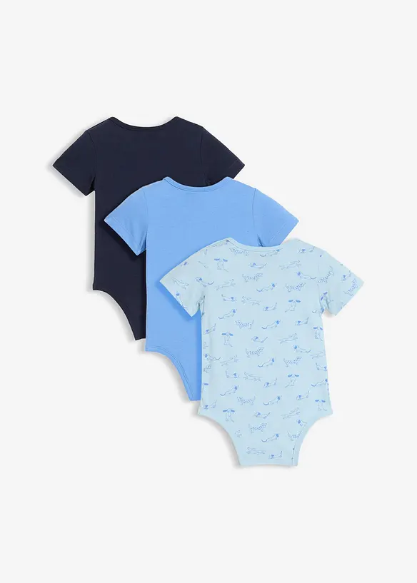 Body med korta &auml;rmar, av ekologisk bomull (3-pack), bonprix