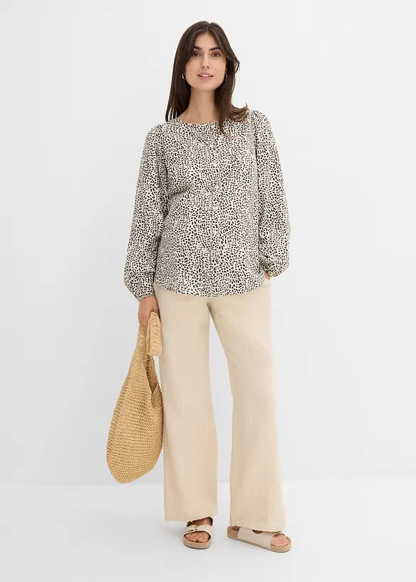 Mammabyxa i ren bomullsmuslin, Loose Fit, bonprix