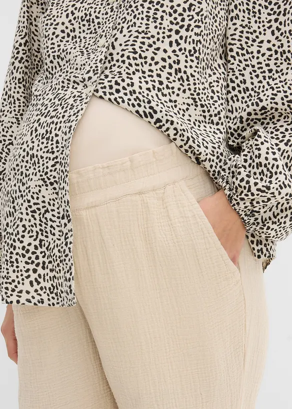 Mammabyxa i ren bomullsmuslin, Loose Fit, bonprix