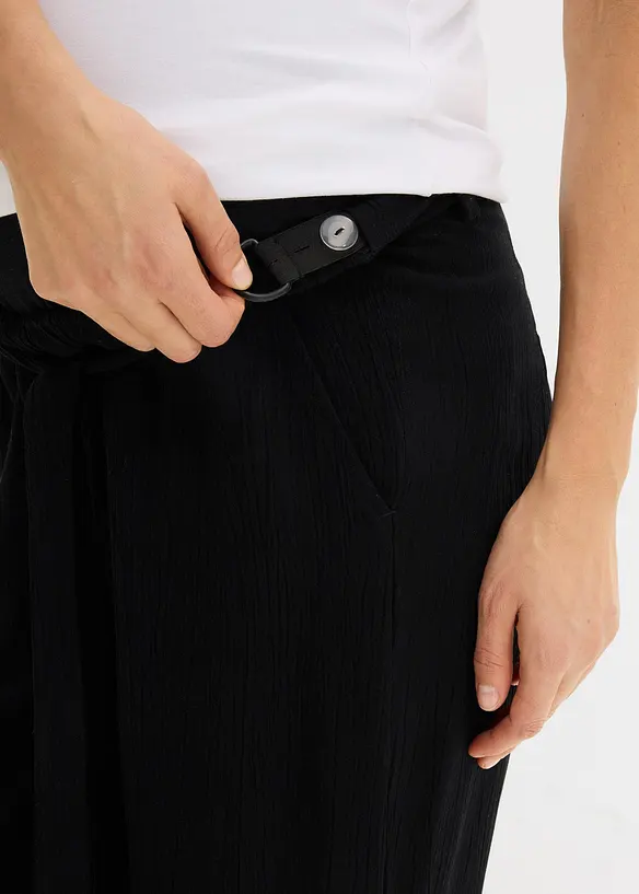 Bekv&auml;m mammabyxa i viskoskr&auml;pp, avslappnad passform, bonprix