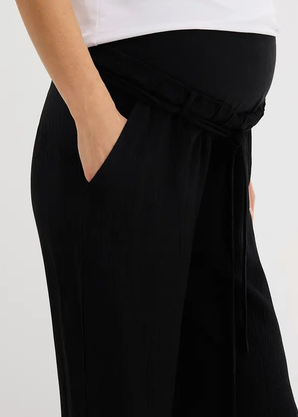 Bekv&auml;m mammabyxa i viskoskr&auml;pp, avslappnad passform, bonprix