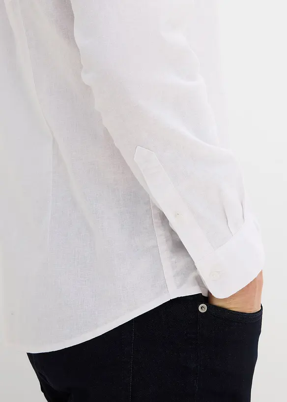 L&aring;ng&auml;rmad skjorta i svalkande linnemix, modern passform, bonprix
