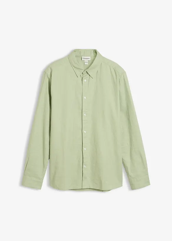 L&aring;ng&auml;rmad skjorta i svalkande linnemix, modern passform, bonprix