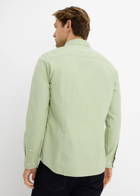 L&aring;ng&auml;rmad skjorta i svalkande linnemix, modern passform, bonprix