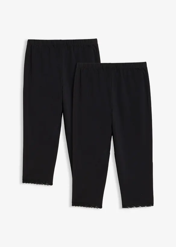 Caprileggings med ekologisk bomull (2-pack), bonprix