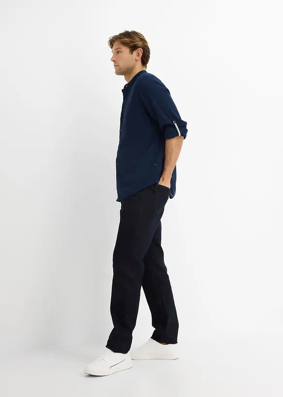 L&aring;ng&auml;rmad skjorta i svalkande viskos och linne, bonprix