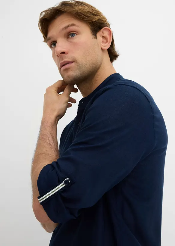 L&aring;ng&auml;rmad skjorta i svalkande viskos och linne, bonprix