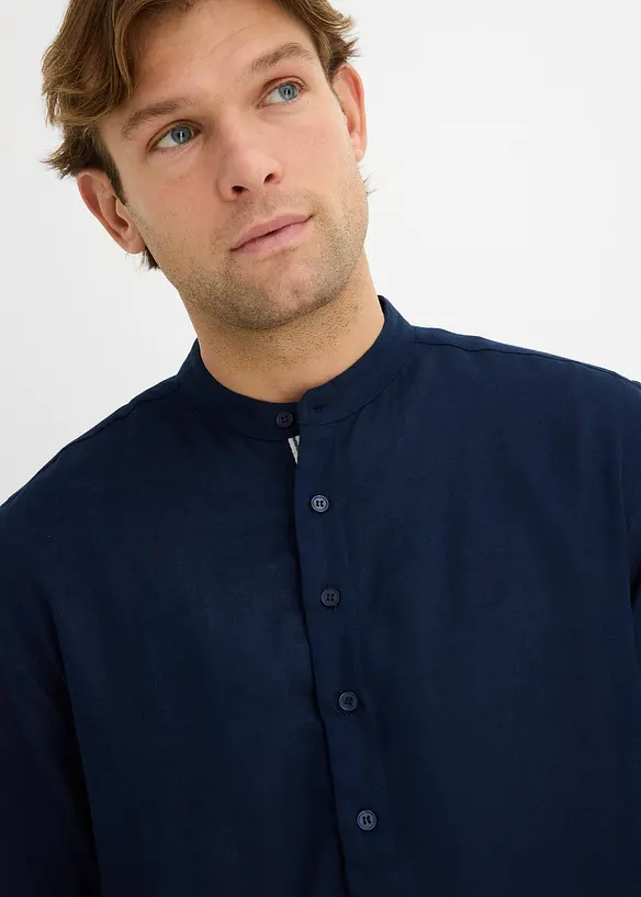 L&aring;ng&auml;rmad skjorta i svalkande viskos och linne, bonprix