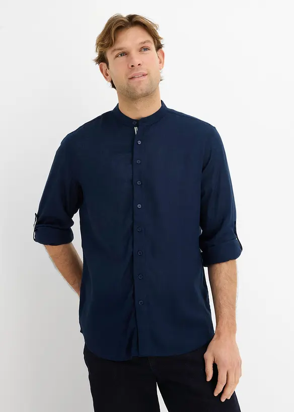 L&aring;ng&auml;rmad skjorta i svalkande viskos och linne, bonprix