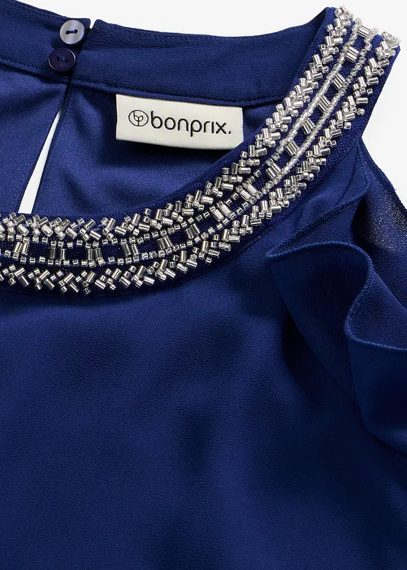 Blus i fintr&aring;dig chiffong med stenapplikation, bonprix