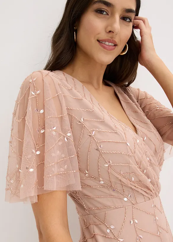 Aftonkl&auml;nning i skir tyll med paljettbroderi, bonprix