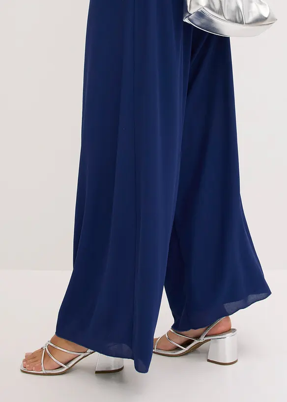 Jumpsuit av tunn chiffong med spets, bonprix