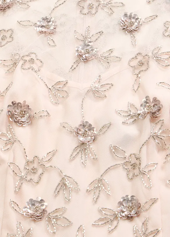 Aftonkl&auml;nning i skir tyll med paljettbroderi, bonprix