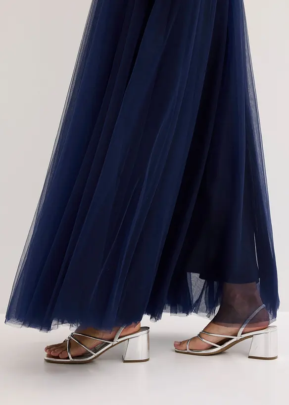 Aftonkl&auml;nning i skir tyll med spets, bonprix