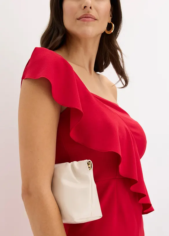 Jumpsuit i one shoulder-modell av kr&auml;pp med struktur, bonprix