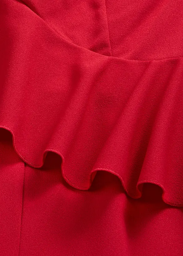 Jumpsuit i one shoulder-modell av kr&auml;pp med struktur, bonprix