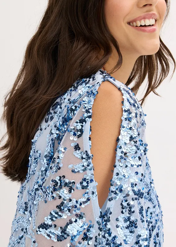 Cocktailkl&auml;nning med paljettcape, bonprix