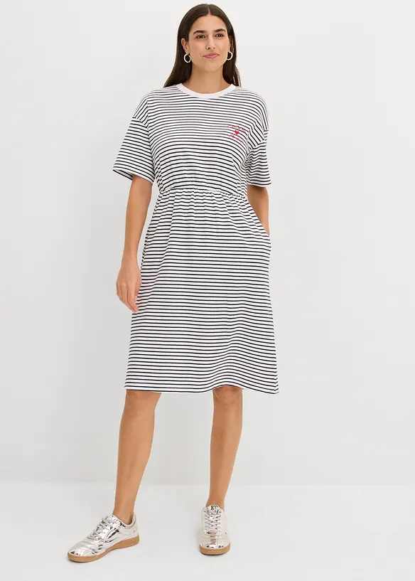 Randig T-shirtkl&auml;nning med broderi, bonprix