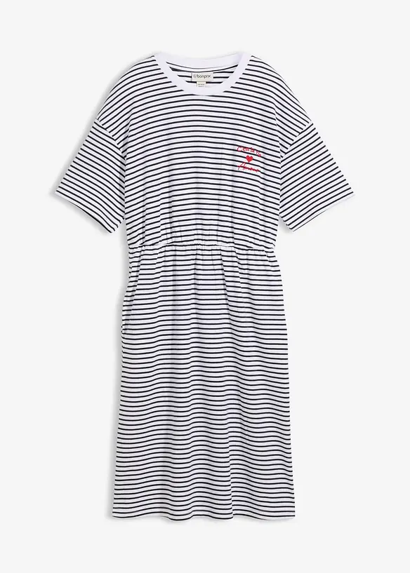 Randig T-shirtkl&auml;nning med broderi, bonprix