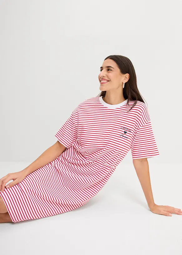 Randig T-shirtkl&auml;nning med broderi, bonprix