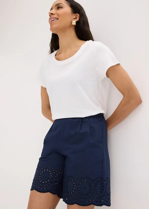 Shorts i bomull med res&aring;rmidja, bonprix