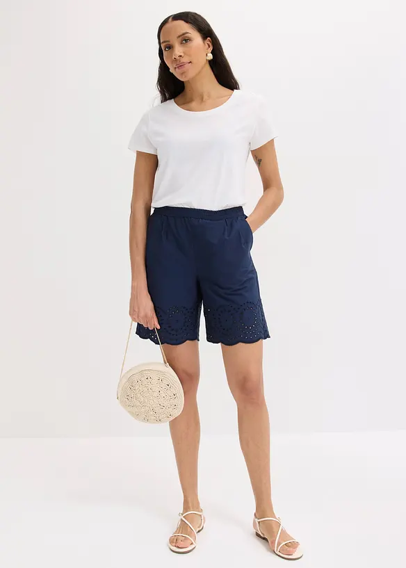 Shorts i bomull med res&aring;rmidja, bonprix