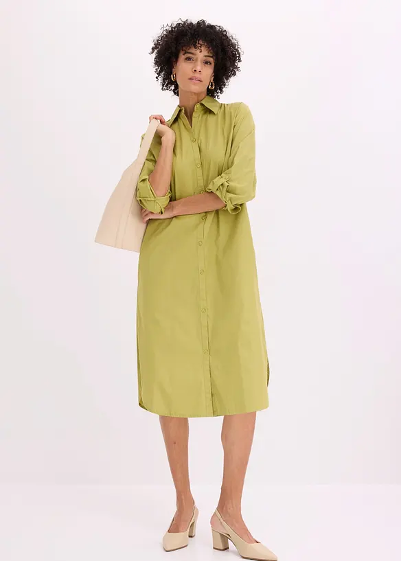 Skjortkl&auml;nning i bomullspoplin, bonprix