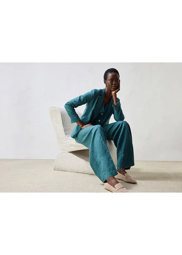 Linnebyxa med gubbveck, bonprix