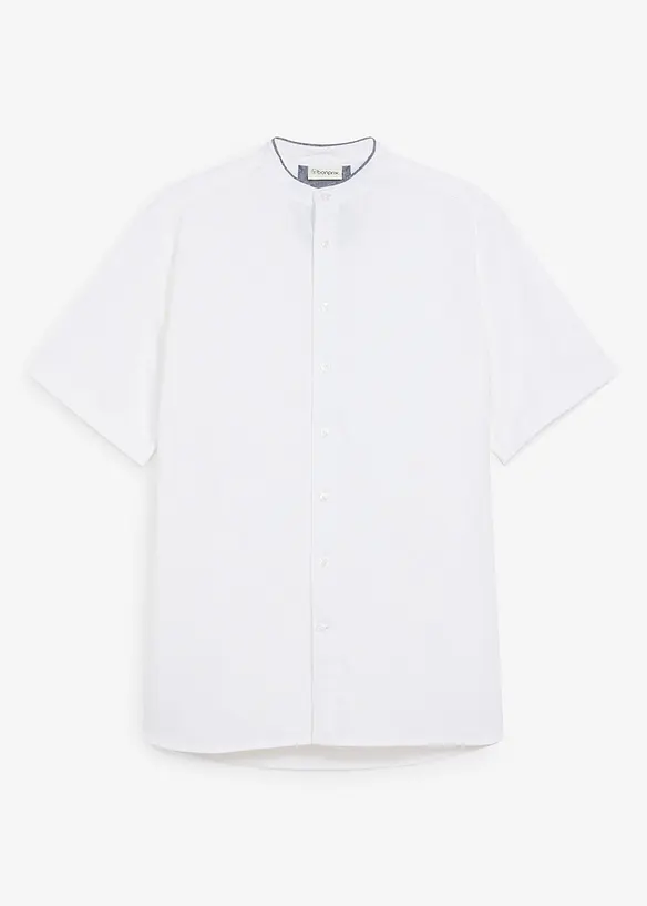 Kort&auml;rmad linneskjorta med st&aring;krage, bonprix