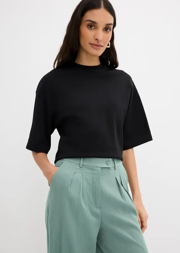 Byxa med dekorativ knapp, av viskosmix, bonprix