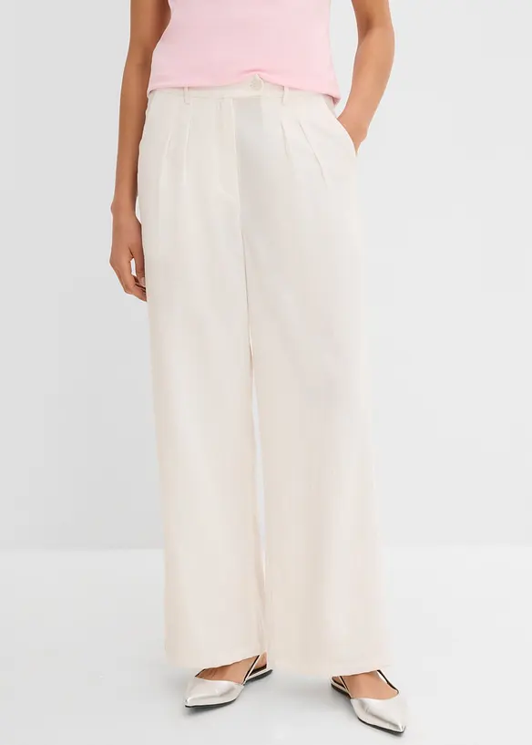 Byxa med dekorativ knapp, av viskosmix, bonprix