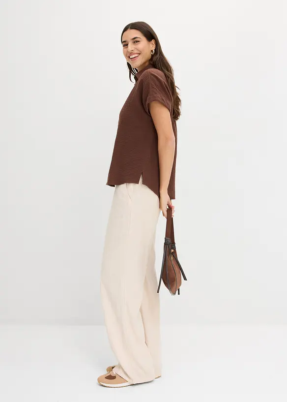 Kort&auml;rmad blus i luftig muslin, bonprix