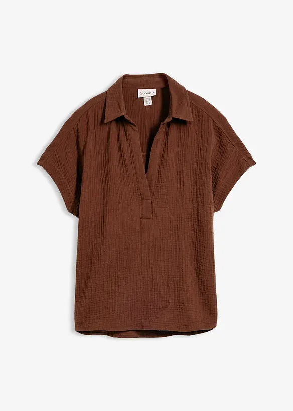 Kort&auml;rmad blus i luftig muslin, bonprix